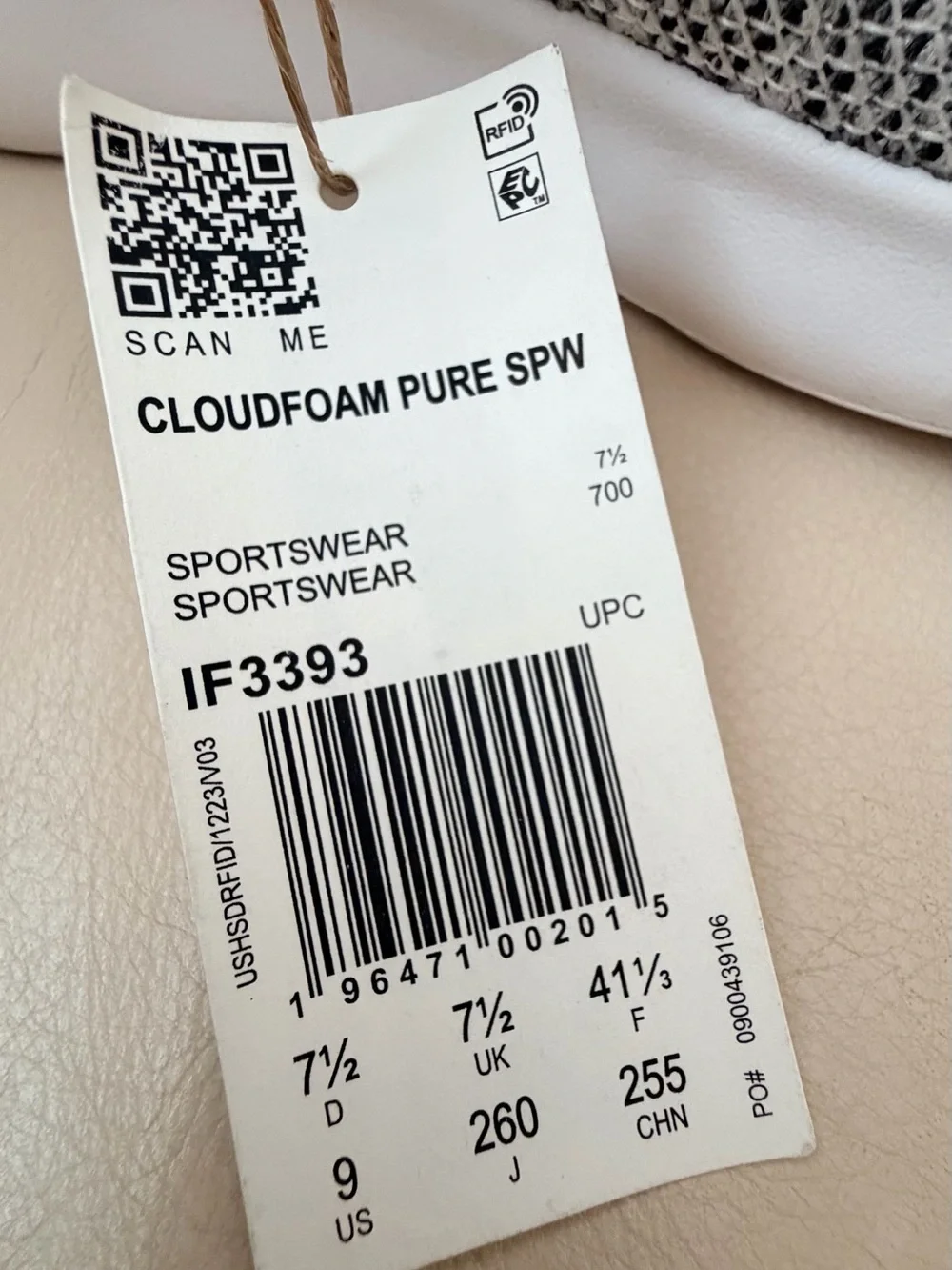 Adidas Cloudfoam Pure SPW Women Shoes Size 9 Grey White Running Sneakers IF3393
